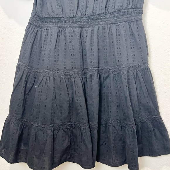 Zara Black LACE INSERT DRESS WITH BALLON SLEEVES Large L - Picture 6 of 10